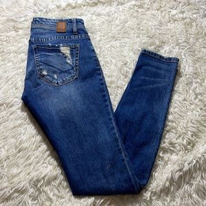 BKE denim Stella Mid-Rise Ankle Skinny Distressed